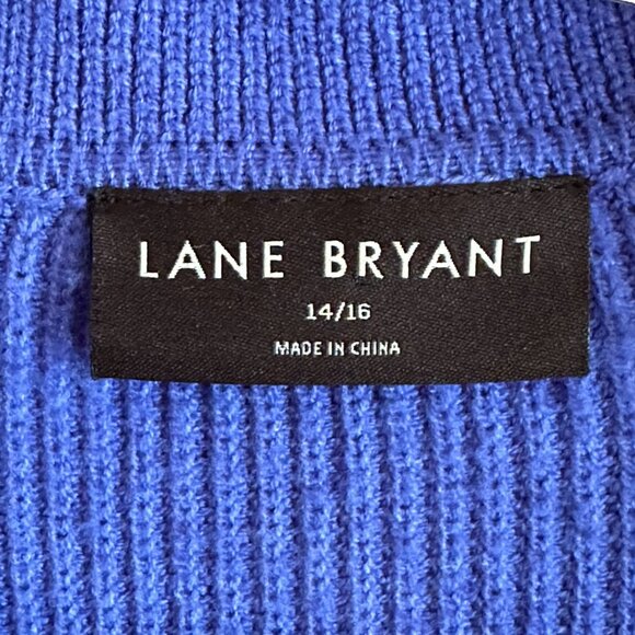 Lane‎ Bryant Sweater Womens 14-16 Blue Ribbed 1/4 Zip Collared Pullover Casual - Picture 7 of 14